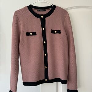 Women's Beige and Black Cardigan Sweater